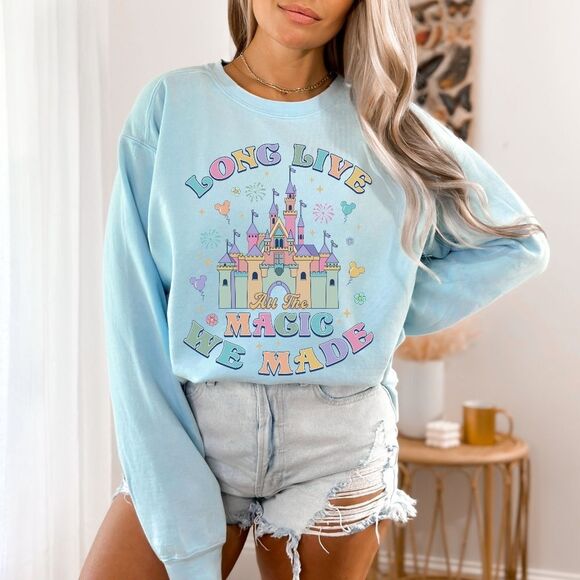 Disney Parks Castle Pastel Rainbow Magic We Made Sweatshirt - Picture 5 of 14